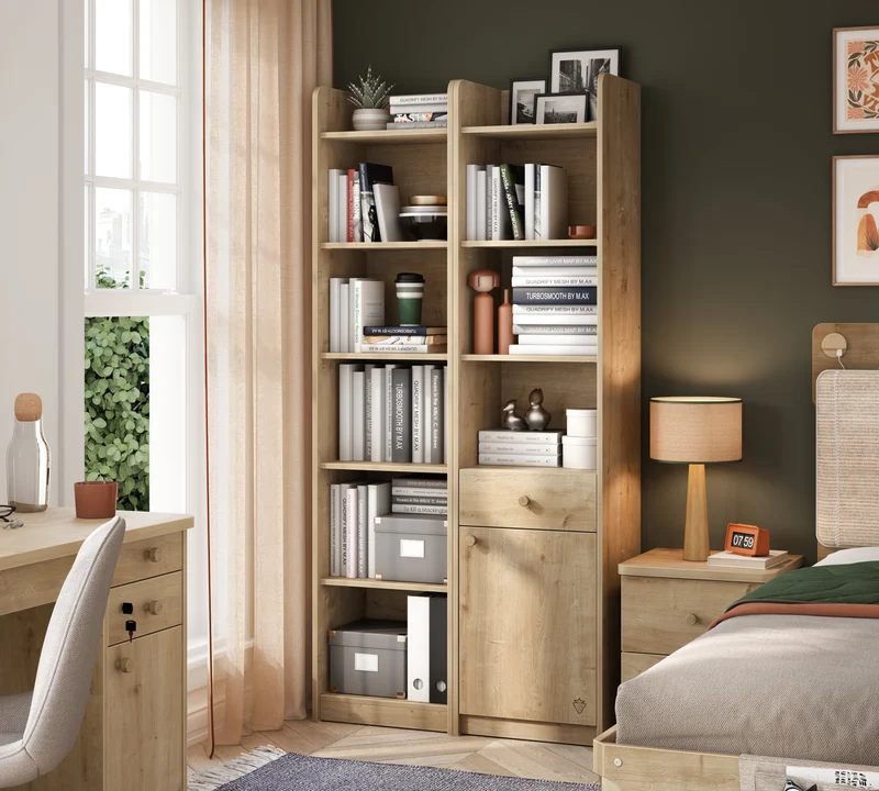 Mocha Bookcase With Drawer