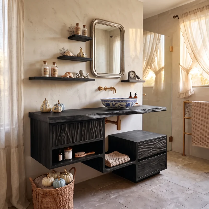 Mid Century Pumpkin Bathroom Vanity Modern Ensuite SILDTTRBRV224