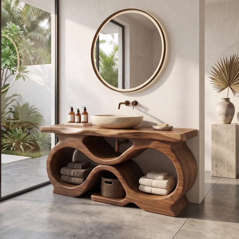 Farmhouse Handcrafted Bathroom Vanity Cabinet Tropical Bathroom SILDTTRBRV213