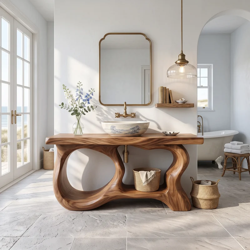 Organic Sculptural Bathroom Vanity Coastal Bathroom SILDTTRBRV212