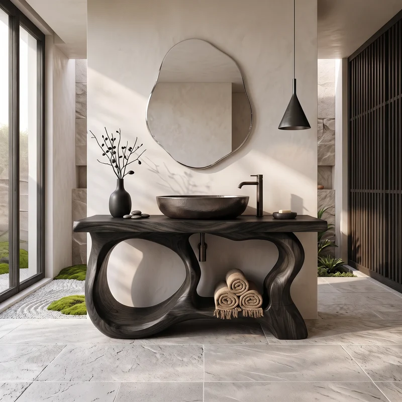 Organic Sculptural Bathroom Vanity Coastal Bathroom SILDTTRBRV212