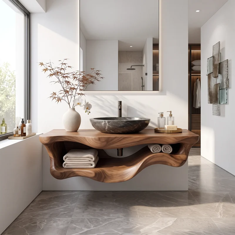 Organic Sculptural Wood Bathroom Vanity Spa Bathroom SILDTTRBRV208