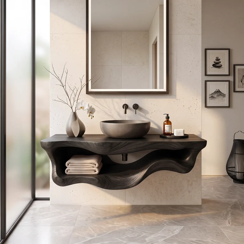 Organic Sculptural Wood Bathroom Vanity Spa Bathroom SILDTTRBRV208