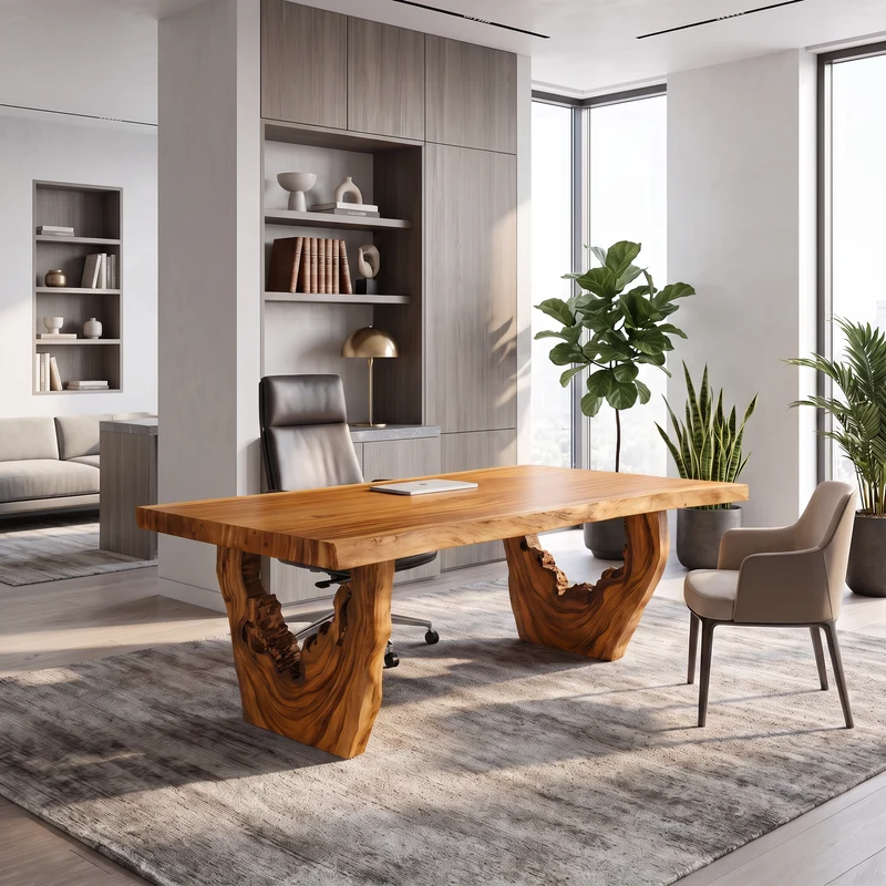 Organic Executive Desk With Flowing Curved Legs For Workspace SINLSADE166