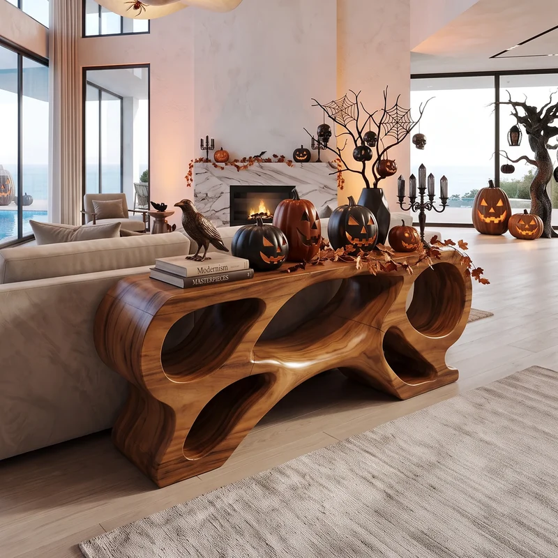 Modern Pumpkin Long Console Table Luxury Living Room SILDTTRCS134