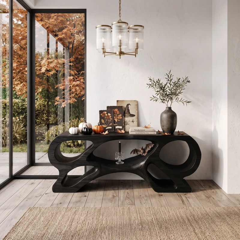Modern Pumpkin Long Console Table Luxury Living Room SILDTTRCS134