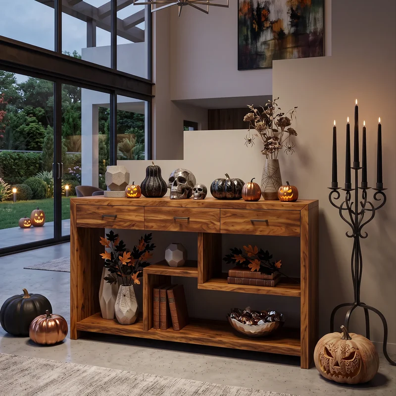 Mid Century Pumpkin Entryway Table Modern Living Room SILDTTRCS128