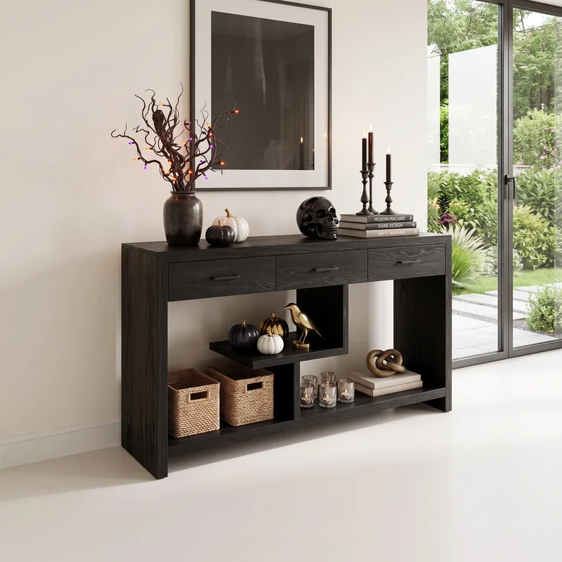 Rustic Skull Wood Console Table Luxury Bathroom SILDTTRCS127