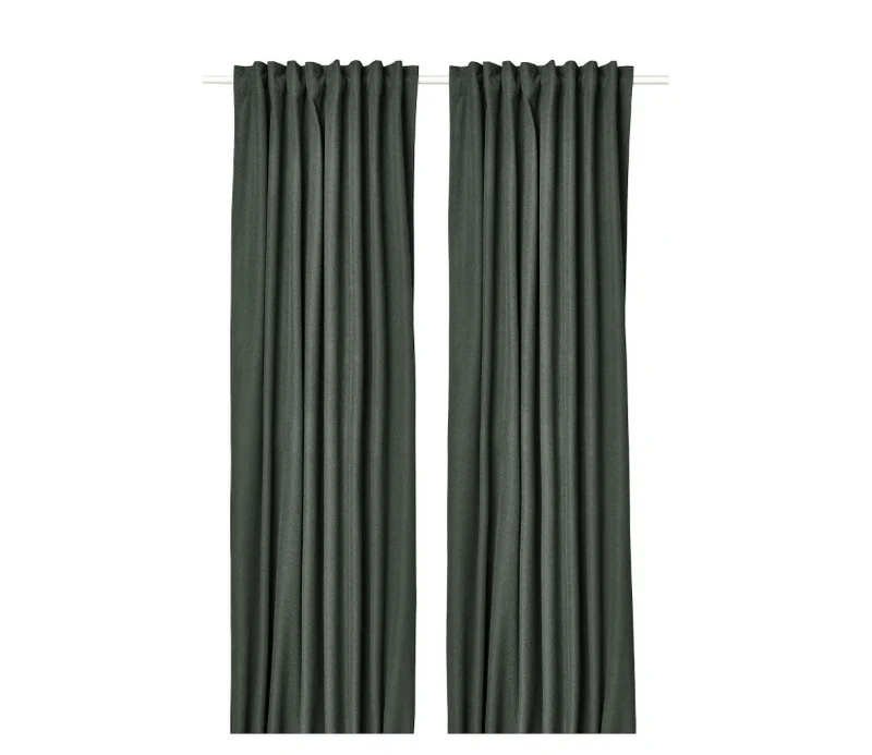 ROSENMANDEL blackout curtain, 1 pair, dark green, 135x300 cm, block out, polyester
