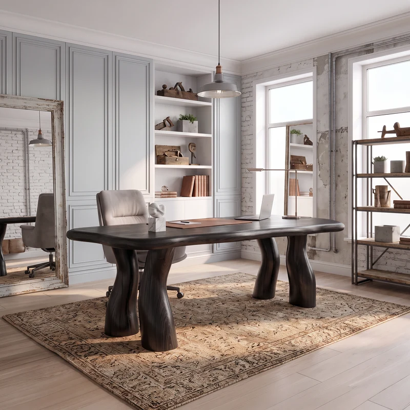 Modern Halloween Office Desk With Interconnected Curved Legs For Home Office SINLSADE178