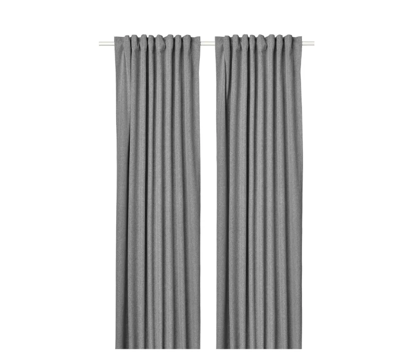 ROSENMANDEL blackout curtain, 1 pair, grey, 135x300 cm, block out, polyester