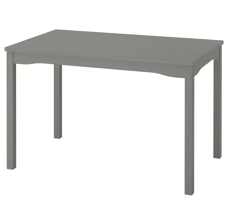 HAUGA Table, grey/birch veneer, 118x74 cm