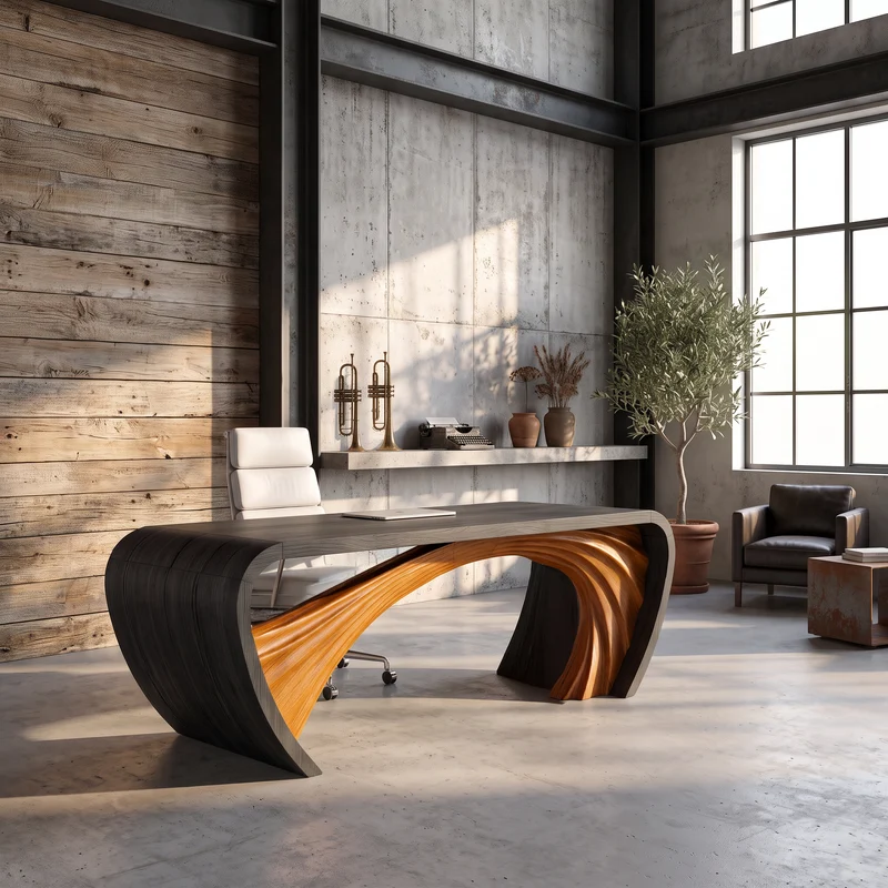 Modern Halloween Executive Desk With Curved Open Frame Base For Office SINLSADE173