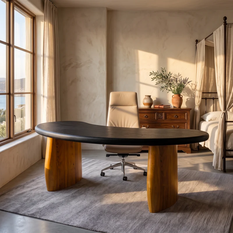 Minimalist Desk With Rounded Base For Home Office SINLSADE172