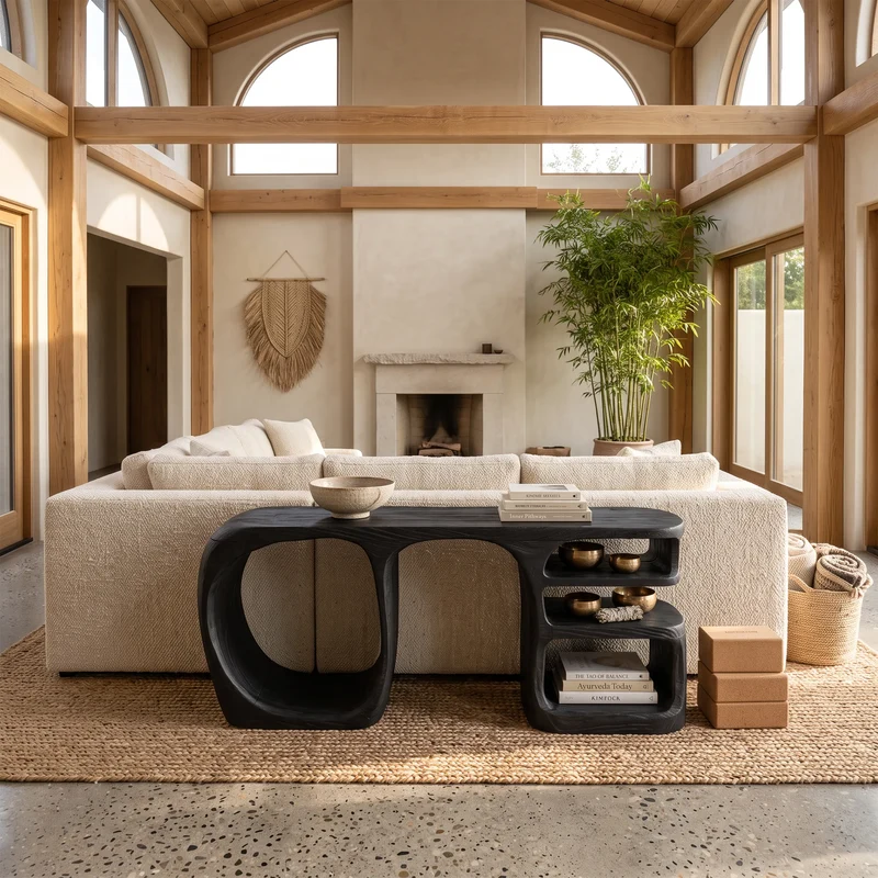 Organic Open Compartment Console For Contemporary Hallway SILDTTNCS193