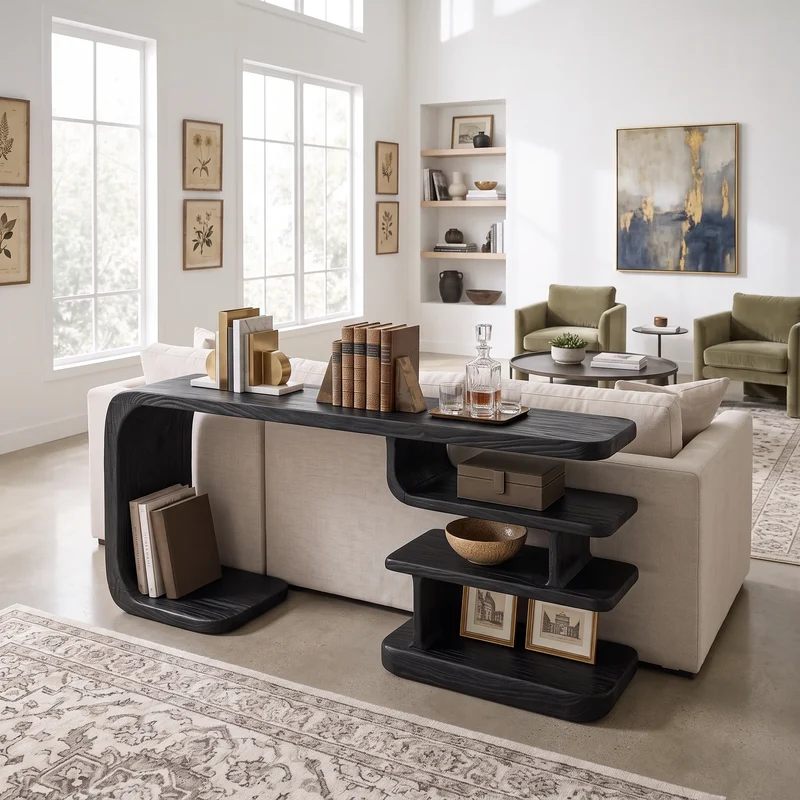 Contemporary Layered Shelf Console For Living Room SILDTTNCS189