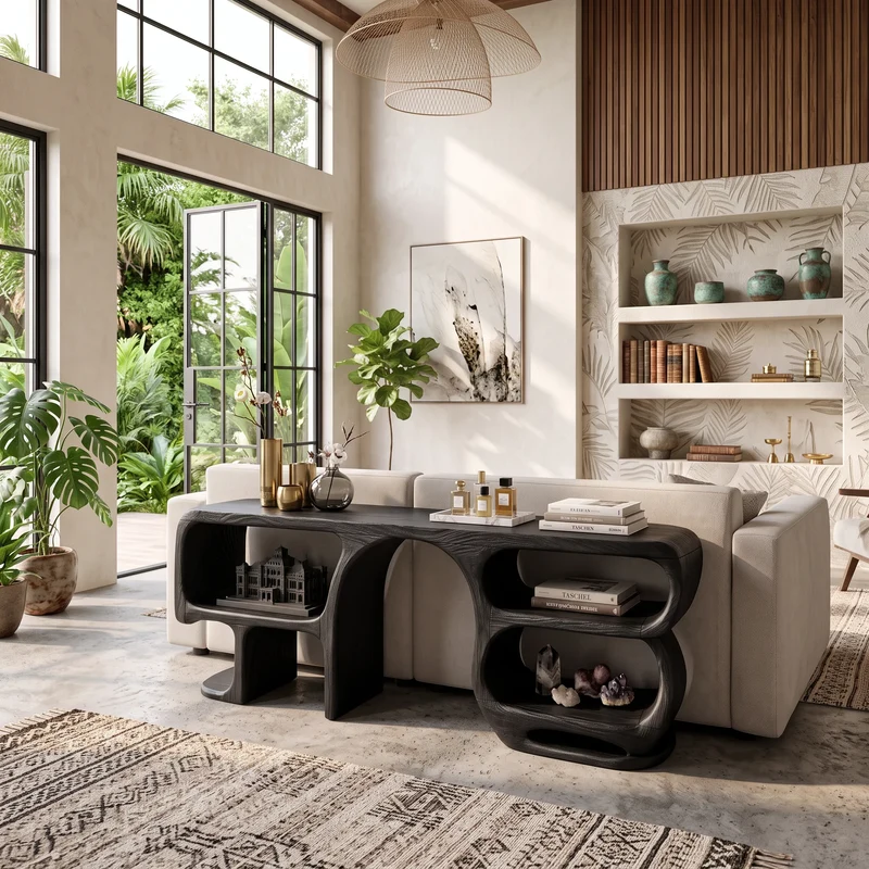 Modern Curved Frame Console For Living Room SILDTTNCS185