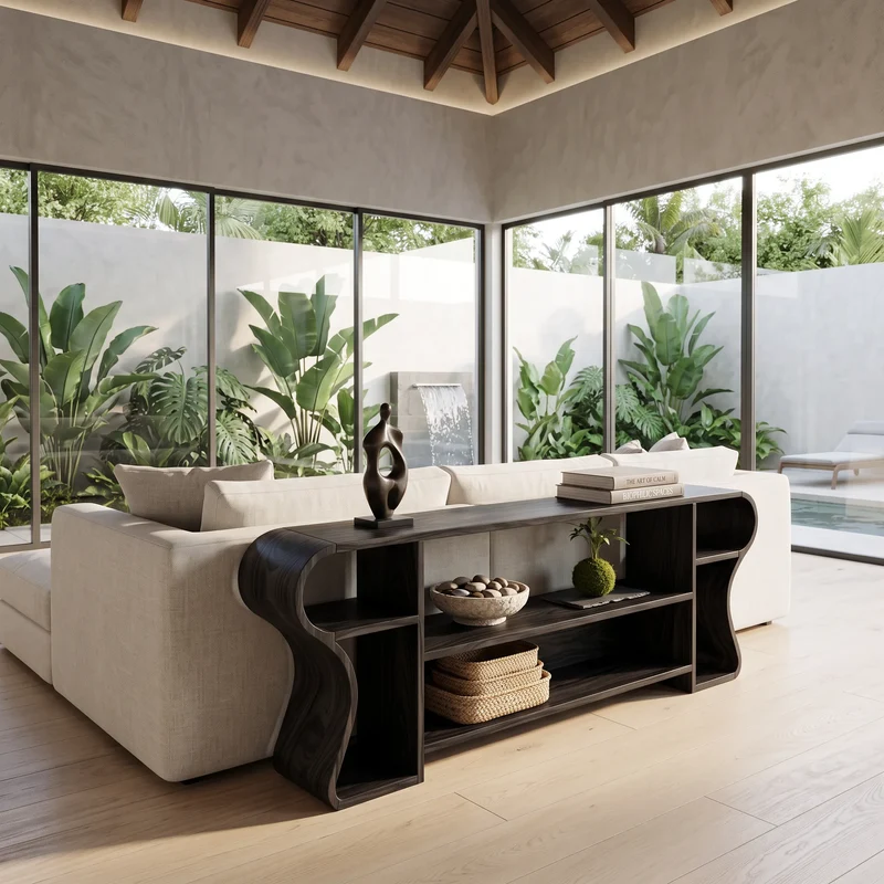 Contemporary Display Console Table For Living Area SILDTTNCS174