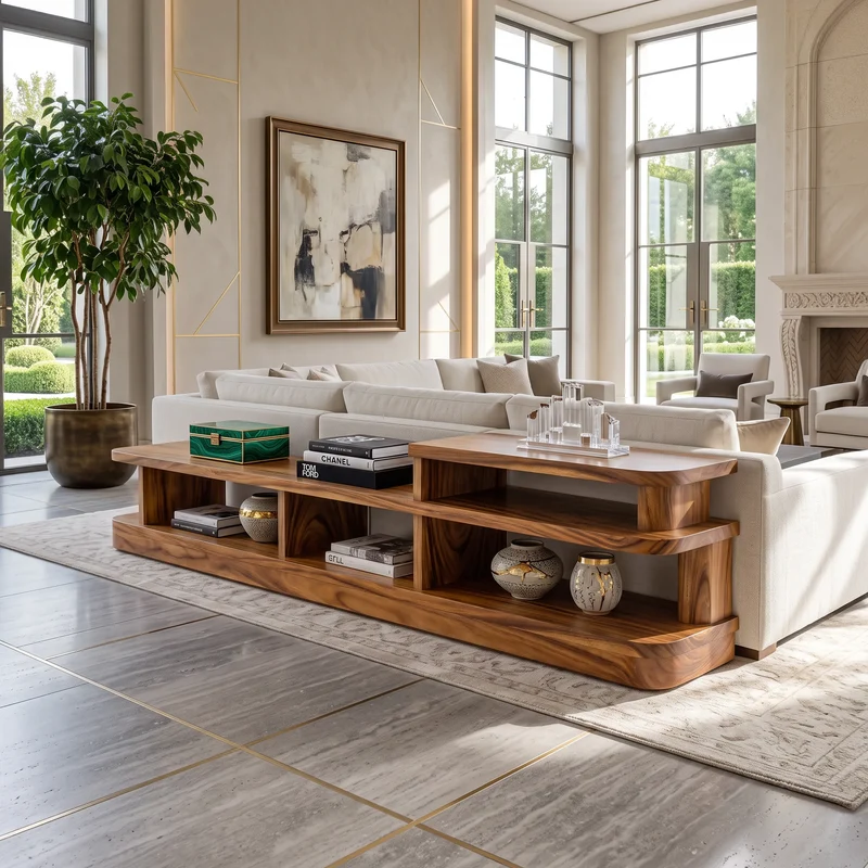 Organic Open Shelf Console For Modern Living Room SILDTTNCS163