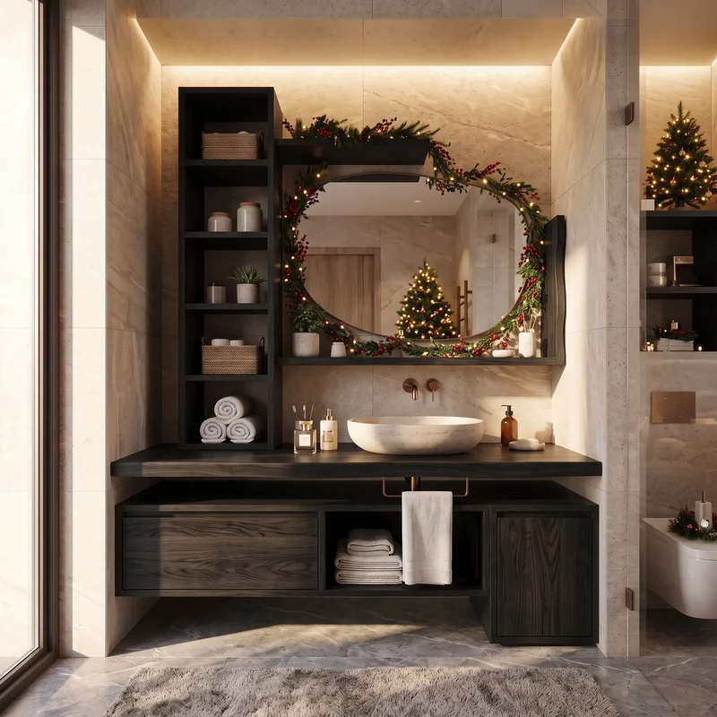 Handcrafted Scandinavian Christmas Floating Vanity Holiday Cottage SILDTTRBRV248