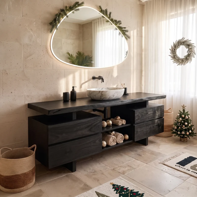 Rustic Christmas Storage Bathroom Vanity Lake House SILDTTRBRV245