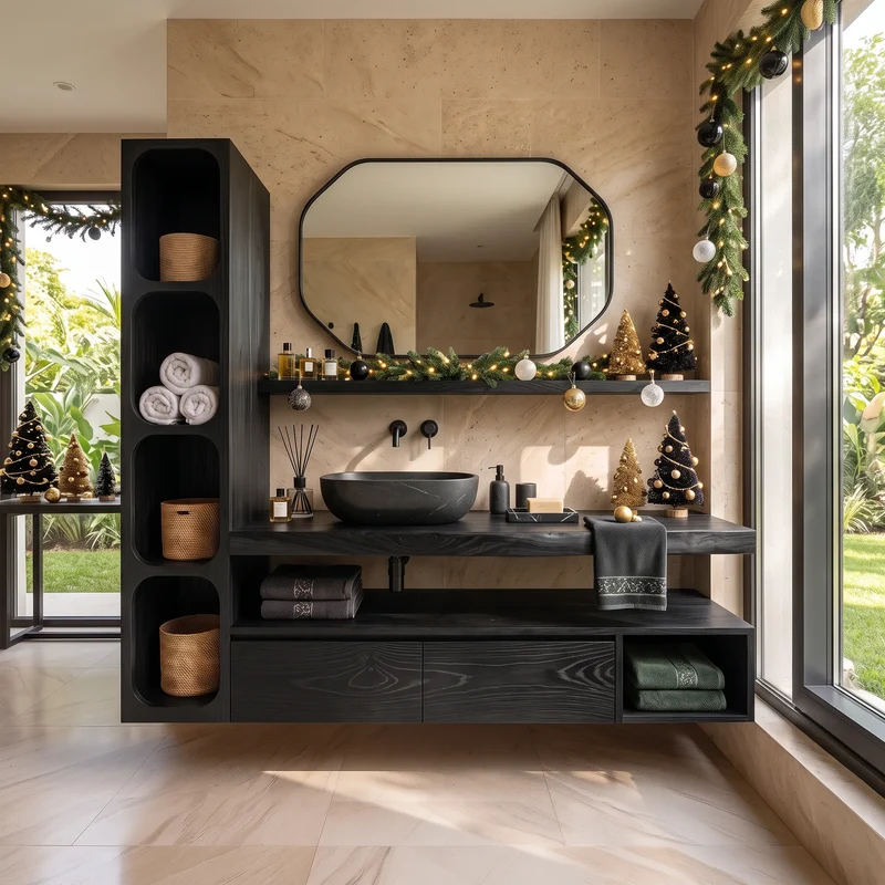 Handcrafted Scandinavian Reindeer Bathroom Vanity Nordic Retreat SILDTTRBRV242