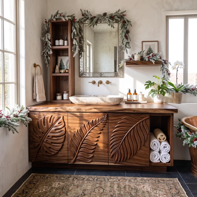 Handcrafted Rustic Xmas Bathroom Vanity Mountain Retreat SILDTTRBRV240