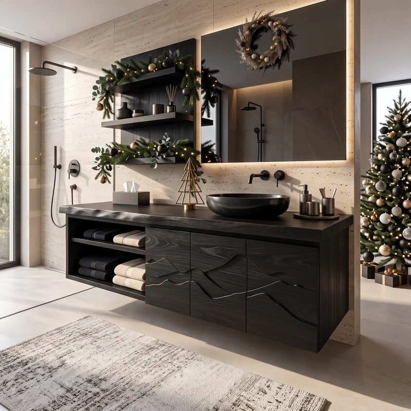 Contemporary Christmas Storage Bathroom Vanity Master Ensuite SILDTTRBRV239