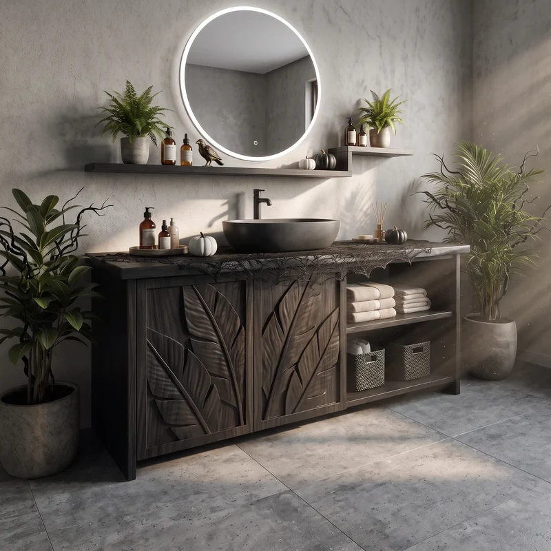 Handcrafted Rustic Pumpkin Bathroom Vanity Wellness Suite SILDTTRBRV236