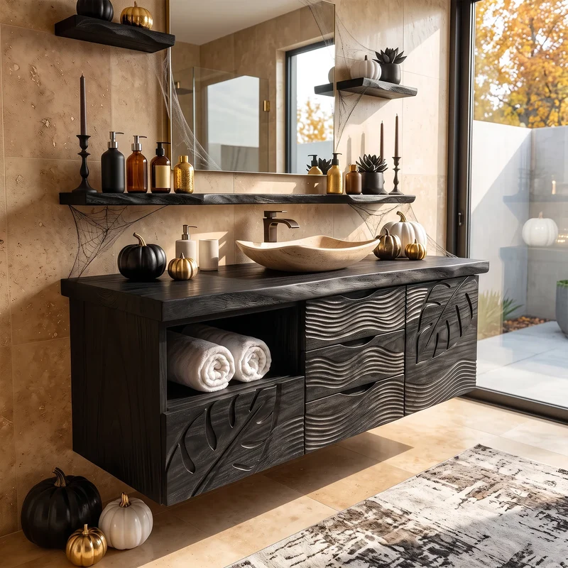 Rustic Halloween Storage Bathroom Vanity Guest Ensuite SILDTTRBRV233