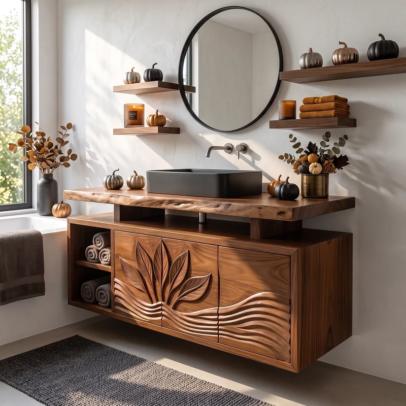 Handcrafted Organic Modern Pumpkin Bathroom Vanity Spa Retreat SILDTTRBRV232