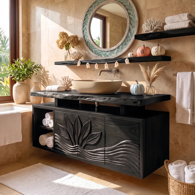 Handcrafted Organic Modern Pumpkin Bathroom Vanity Spa Retreat SILDTTRBRV232