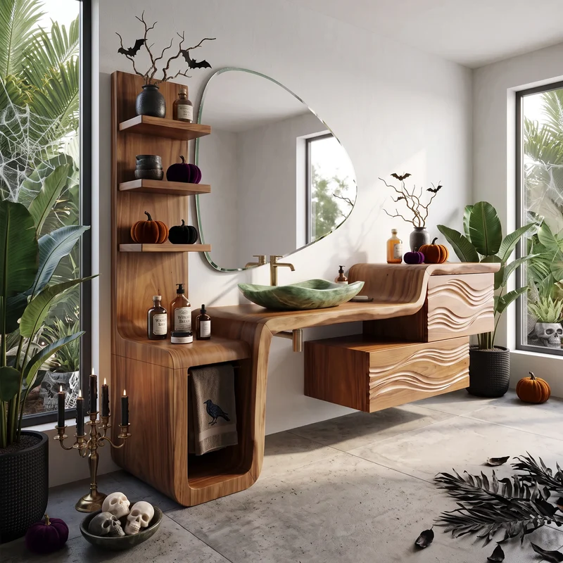 Organic Modern Halloween Bathroom Vanity Luxury Ensuite SILDTTRBRV230