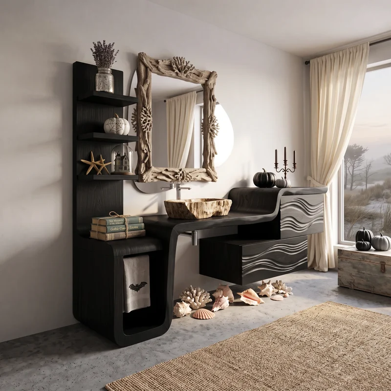 Organic Modern Halloween Bathroom Vanity Luxury Ensuite SILDTTRBRV230