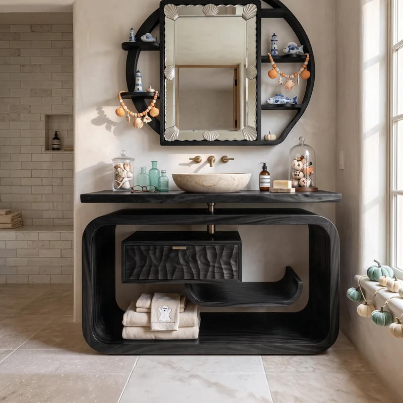 Farmhouse Skull Bathroom Vanity Contemporary Bathroom SILDTTRBRV229