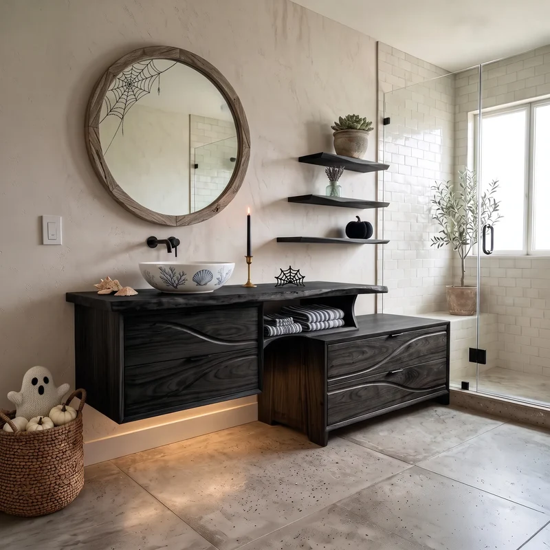 Organic Pumpkin Floating Bathroom Vanity Modern Bathroom SILDTTRBRV228