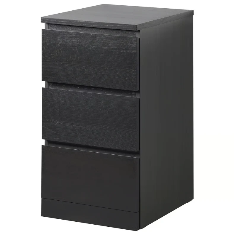 MALM Chest of 3 drawers, black-brown, 40x78 cm