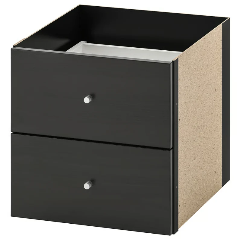 KALLAX Insert with 2 drawers, black-brown, 33x33 cm