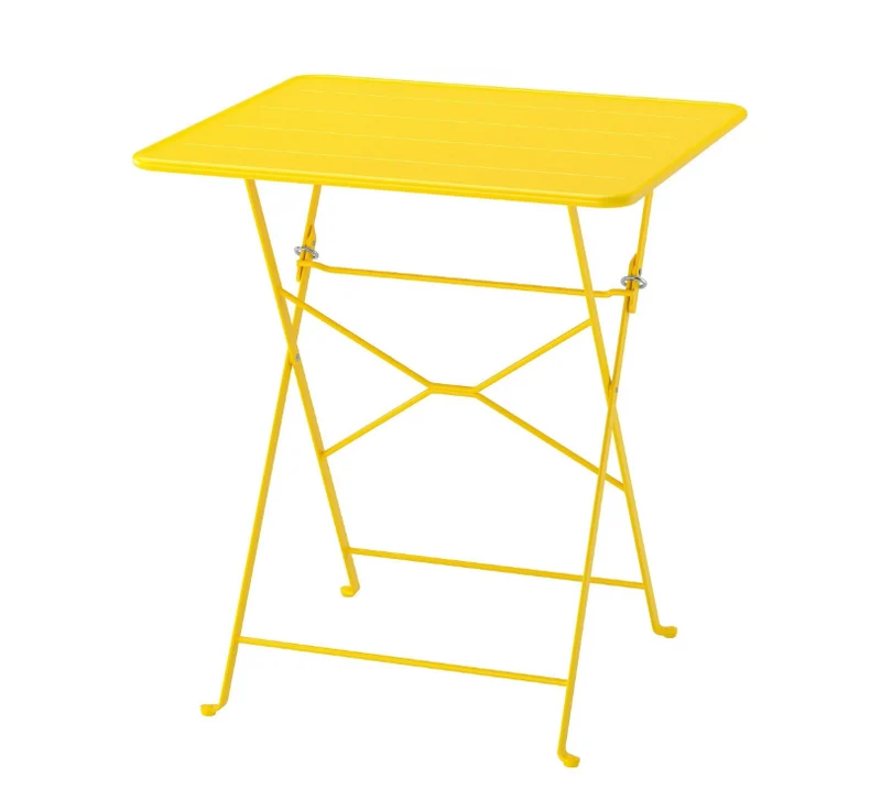 SUNDSÖ foldable table, high-gloss yellow, 65x65 cm