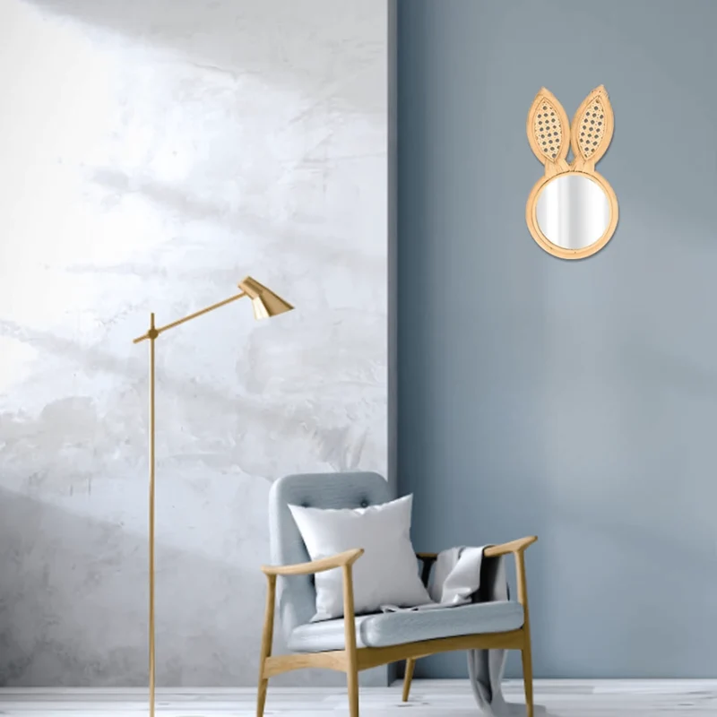 Miroir Oreille Lapin en Rotin - Décoration Naturelle et Ludique