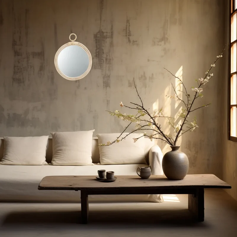 Miroir Rotin Rond - Décoration Murale Naturelle