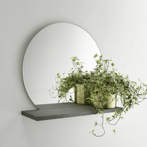Petit miroir mural bois avec étagère