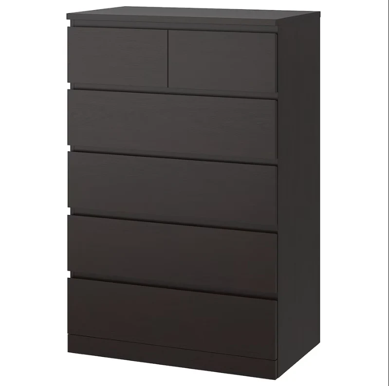 MALM Chest of 6 drawers, black-brown, 80x123 cm