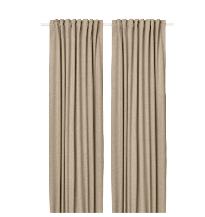 ROSENMANDEL Blackout curtain, 1 pair, yellow beige, 135x300 cm