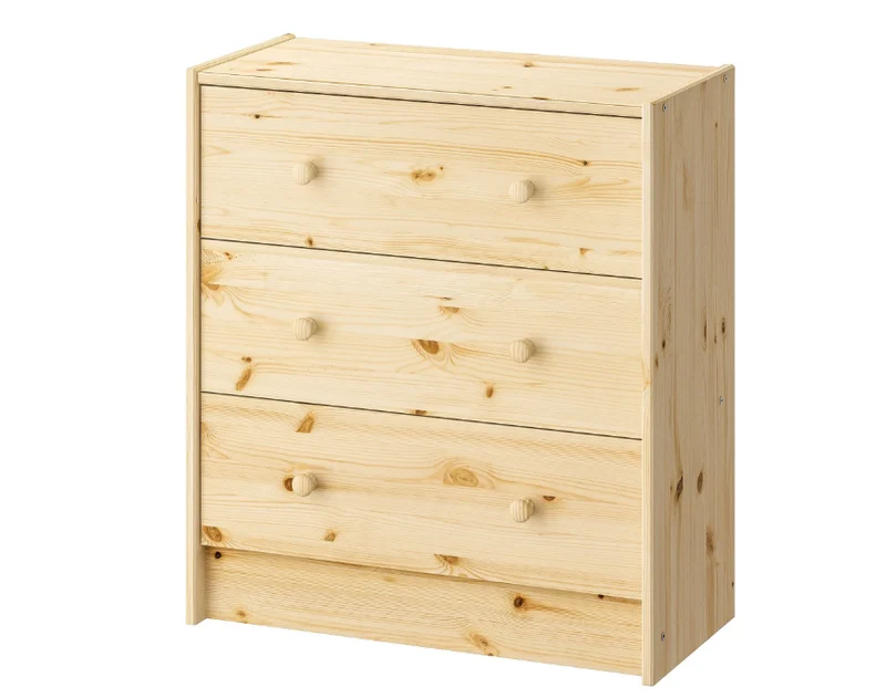 RAST chest of 3 drawers, pine, 62x70 cm