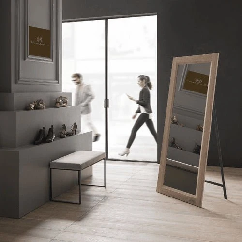 Miroir Bois Chêne Naturel 180x80 cm sur Pied - Nature et Polyvalent