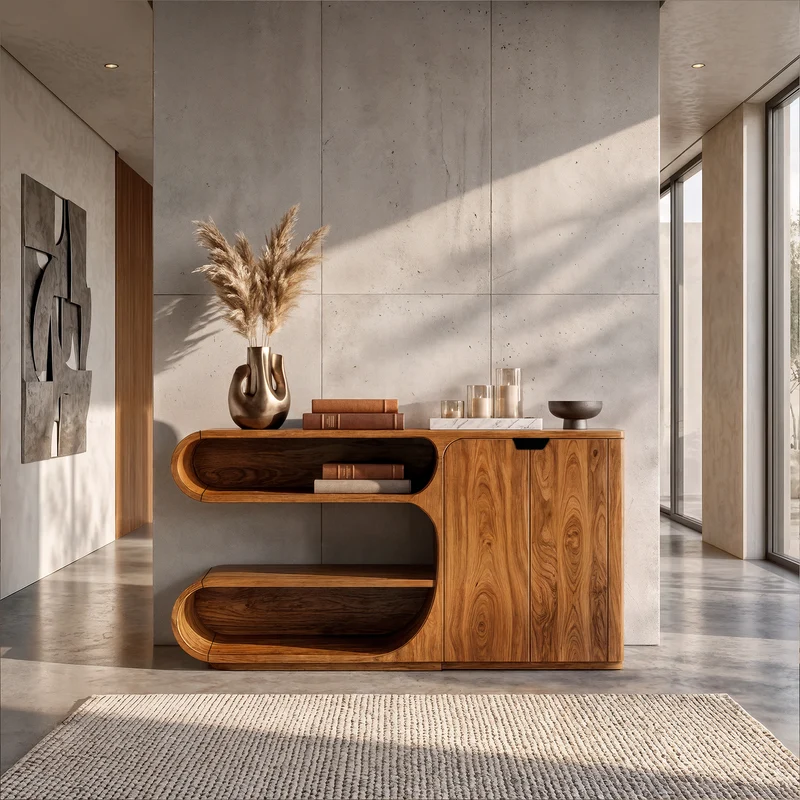 Modern Sideboard With Rounded Display Compartments For Living Room SINLKISD007