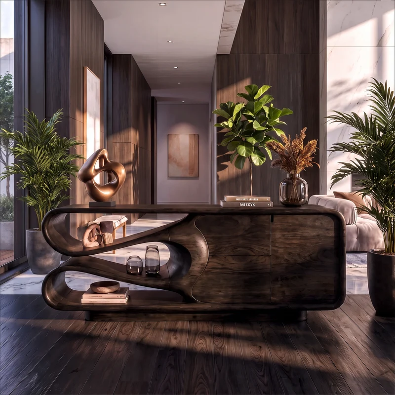 Organic Sideboard With Integrated Drawers And Flowing Silhouette For Living Room SINLKISD011