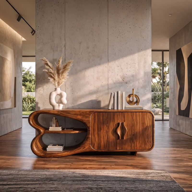 Minimalist Sideboard With Artistic Side Compartments For Living Room SINLKISD009