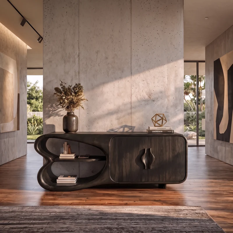 Minimalist Sideboard With Artistic Side Compartments For Living Room SINLKISD009